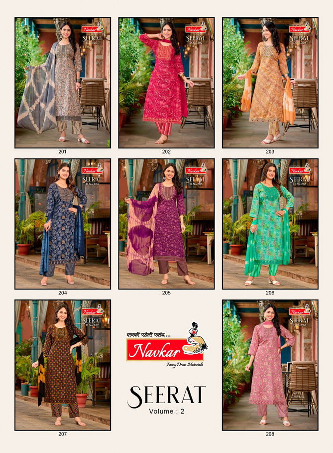 Seerat Vol 2 By Navkar Rayon Foil Printed Kurti With Bottom Dupatta Wholesale Online
